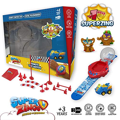 JUGUETRÓNICA SuperThings Superzings Oficial Coche De Control Remoto + Figura, Color Dorado, Talla Única (1)