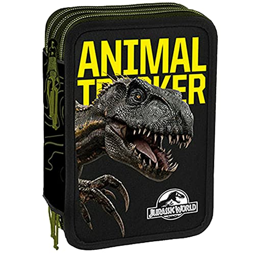 Jurassic World Estuche escolar con 3 cremalleras, con licencia oficial