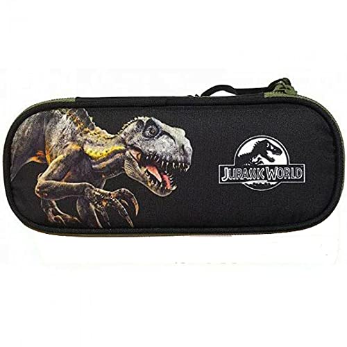 Jurassic World - Estuche escolar ovalado organizado, 22 x 6 x 9 cm