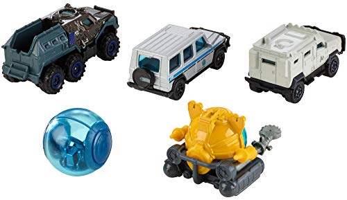 Jurassic World Matchbox Pack de 5 Coches Juguetes, Modelos Surtidos (Mattel FMX40)