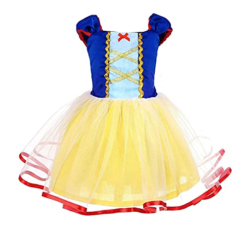 Jurebecia Disfraces De Niñas Vestido de Princesa Traje Fiesta De Cumpleaños De Halloween Carnaval Cosplay Party Dress up Disfraces con Accesorios Amarillo