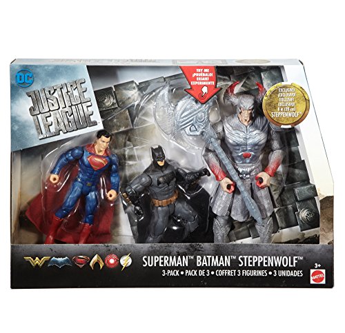 Justice League - Pack de 3 muñecos Batman, Superman y Steppenwolf (Mattel FGG57)