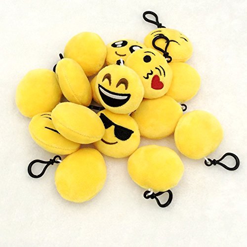 JZK 20 x Mini Juguete de Peluche Emoji Llavero emoticonos llaveros para niños y Adulto Regalo Fiesta de cumpleaños Navidad Fiesta Regalo de Relleno de Juguete