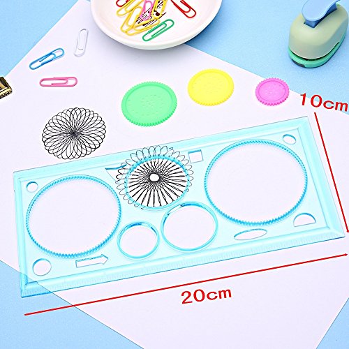 JZK 20 x Spirograph Set Dibujo Spirograph plástico, 10 Piezas Regla espirógrafo + 10 Piezas Multicolor bolígrafo para niños Adulto Bolsa Fiesta cumpleaños