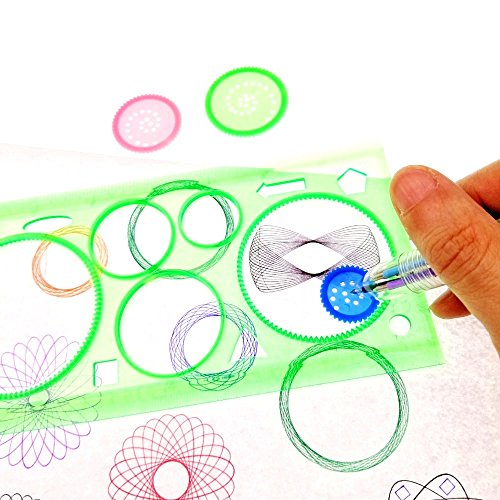 JZK 20 x Spirograph Set Dibujo Spirograph plástico, 10 Piezas Regla espirógrafo + 10 Piezas Multicolor bolígrafo para niños Adulto Bolsa Fiesta cumpleaños