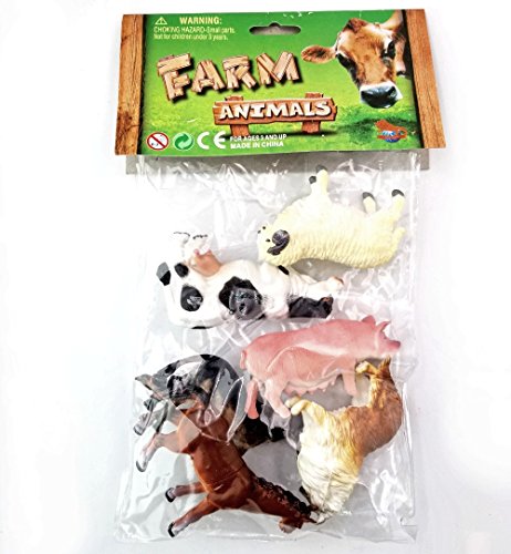 JZK 6 Conjunto Animales Juguete Collie Cerdo Vaca Caballo Burro Oveja, Juguetes portátiles para el baño playset para niños Regalo cumpleaños para niños pequeños Chicos Chicas niños