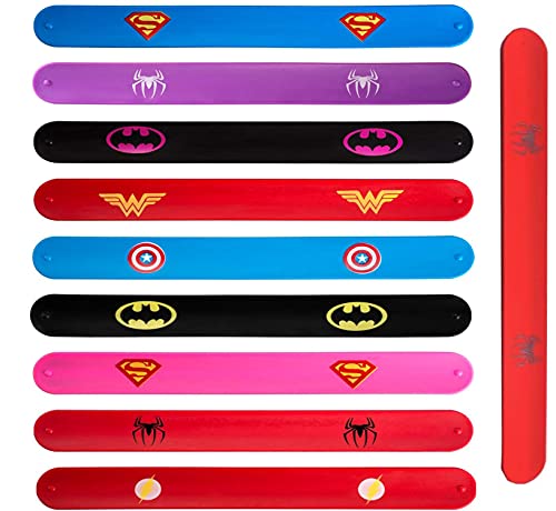 KAHEIGN 10Pzs Bandas De Bofetadas De Superhéroes Para Niños, Pulsera De Silicona Bandas De Pulsera De Bofetada De Los Vengadores De Marvel Para Cumpleaños Pascua Halloween Fiesta De Navidad Favores