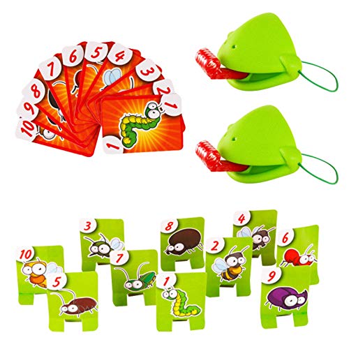 kaikki Divertido Juego Chameleon Tongue out, Tic TAC Tongue Catch Bugs Juego Frog Card Toys, Greedy Chameleon Sticking Tongue out Desktop Toy Family Party Board Toy para Niños Adultos