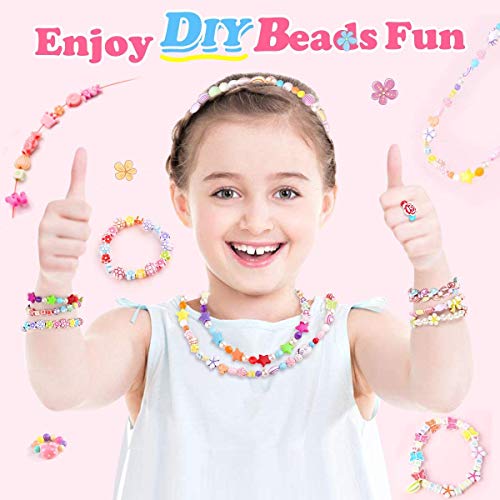 KAIMIRUI 1200pcs Cuentas para la Fabricación de Joyas para Niños Pulseras Collares de Joyas para Niñas Niños Bricolaje Conjunto de Cuentas (Pulsera)