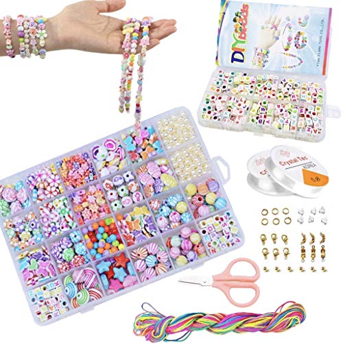 KAIMIRUI 1200pcs Cuentas para la Fabricación de Joyas para Niños Pulseras Collares de Joyas para Niñas Niños Bricolaje Conjunto de Cuentas (Pulsera)