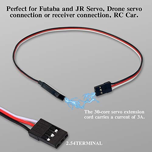 KANOSON Servo RC Cable de Extensión, 25 pcs RC Servo Cable, 3 Pin Extensión Servo /JR Macho a Hembra Cables de Servo para Aviones de Control Remoto, Avión RC (10 cm, 15 cm, 30 cm, 50 cm, 60 cm)