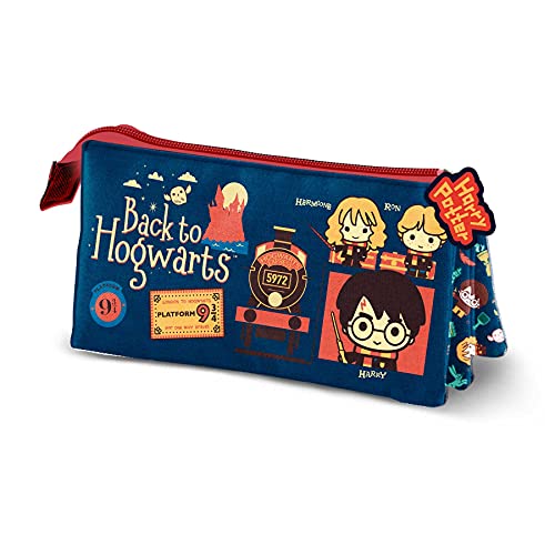 KARACTERMANIA Harry Potter Back-Estuche Portatodo Triple, Azul Oscuro