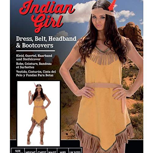 Karnival- Indian Girl Costume Disfraz, Color marrón, medium (81048)