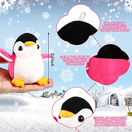 Kasyat 12 Mini Pingüinos de Peluche, Lindo Pingüino Pequeño de Bebé Muñeco de Pingüino de Peluche Llavero de Felpa Bolsa Colgante Favor de Fiesta Presente Juguetes, Azul, Rojo, Gris, Amarillo