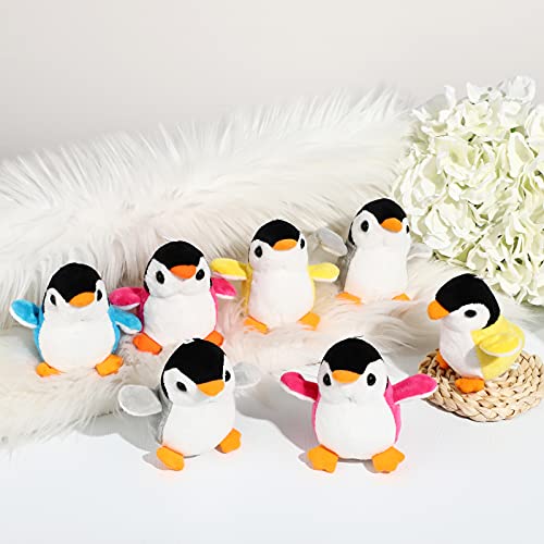 Kasyat 12 Mini Pingüinos de Peluche, Lindo Pingüino Pequeño de Bebé Muñeco de Pingüino de Peluche Llavero de Felpa Bolsa Colgante Favor de Fiesta Presente Juguetes, Azul, Rojo, Gris, Amarillo