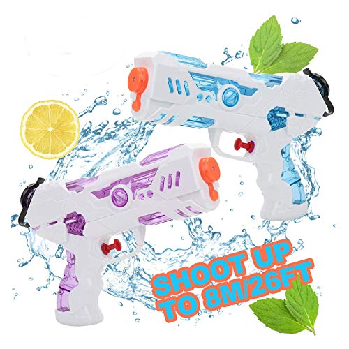 KATELUO Pistolas de Agua, 2 Pack 250ML Blaster de Agua para Verano Piscina Al Aire Libre Playa Diversión Acuática para Niños Adultos, Soaker Guns para Niños Años Adultos, Juguetes de Verano