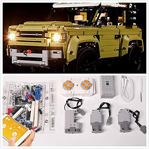 KCGNBQING Conjunto de Control y Control Remoto para Lego 42110 Technic Land Rover Defender + Kit de iluminación LED Compatible con Lego Land Rover Montaje de Rompecabezas