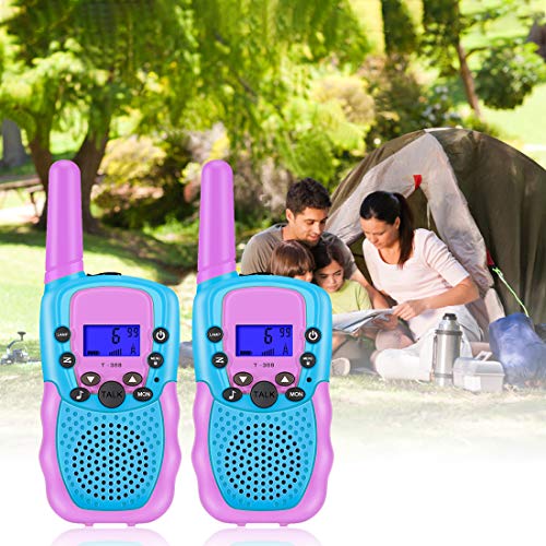 Kearui Walkie Talkie Niños, 2 Pack Walkie Talkie para Niños 8 Canales LCD Pantalla VOX Larga Distancia 3KM, Linterna Incorporado Juguete Regalos para Niños de 3-12 Años