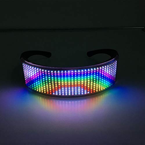 KEBEIXUAN Gafas LED Para Fiestas gafas emisoras de luz con dibujos personalizables Carga USB, fiesta de carnaval, discoteca, festival de música (Gafas policromadas A)