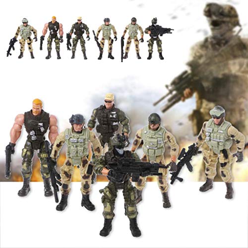 Kerhcusde 6Pcs / Set Figura de acción Soldados del ejército Juguete con Arma Figuras Militares Juguete Infantil