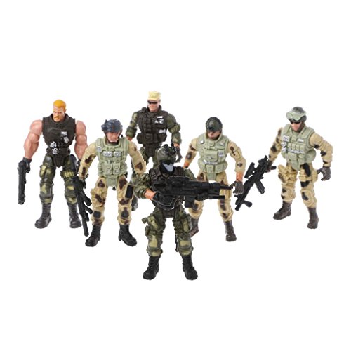 Kerhcusde 6Pcs / Set Figura de acción Soldados del ejército Juguete con Arma Figuras Militares Juguete Infantil