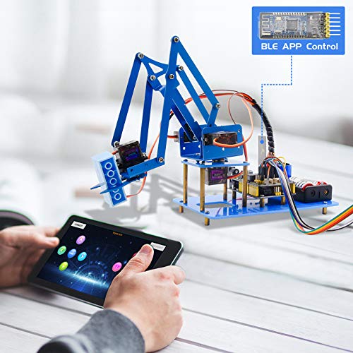 KEYESTUDIO Robot Arm 4-Axis Servo Control Rotación Kit Robotica para Arduino de Juguete Programable para Niños y Adultos