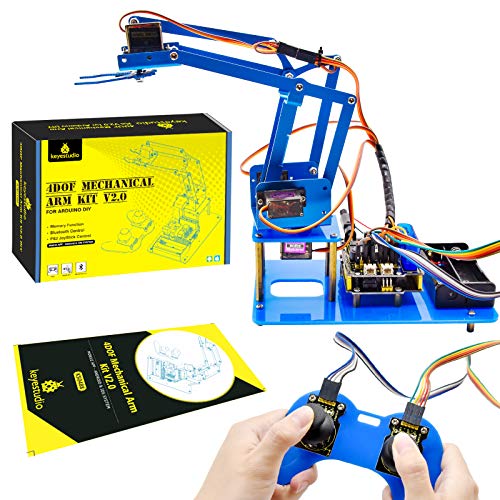 KEYESTUDIO Robot Arm 4-Axis Servo Control Rotación Kit Robotica para Arduino de Juguete Programable para Niños y Adultos