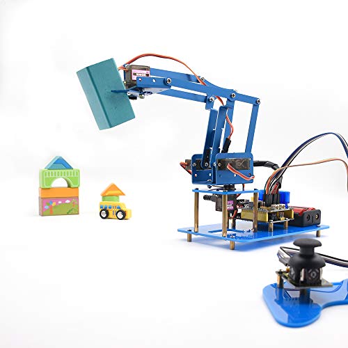 KEYESTUDIO Robot Arm 4-Axis Servo Control Rotación Kit Robotica para Arduino de Juguete Programable para Niños y Adultos