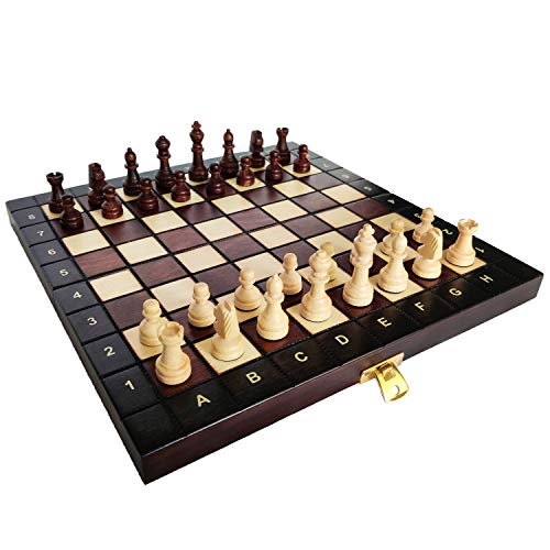 KHAPLO ® - Ajedrez de Madera - Ajedrez de Viaje, plegable - Juego de Ajedrez - Tablero madera - Hecho a Mano - 27 x 27 cm – Juego de Mesa – Modelo Babylon – Ajedrez para Niños - Escacs - Xadrez