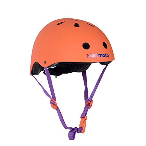 KIDDIMOTO Casco Bicicleta Completamente Ajustabl - Bici Casco para Infantil y Niños para Patinete, Ciclismo, Scooter, Bicicleta de Equilibrio y Monopatin - Naranja Mate - M (53-58cm)