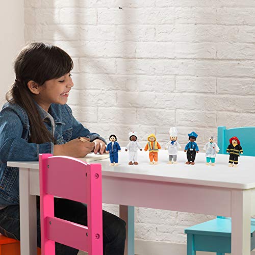 KidKraft 63279 Juego Profesiones de 7 figuras de madera de 12 cm compatible con cualquier casa de muñecas , color/modelo surtido