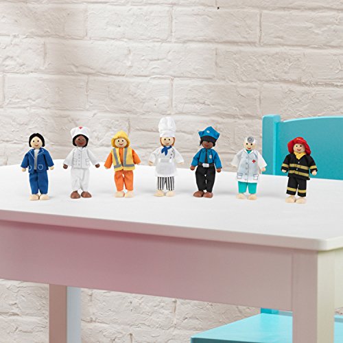 KidKraft 63279 Juego Profesiones de 7 figuras de madera de 12 cm compatible con cualquier casa de muñecas , color/modelo surtido