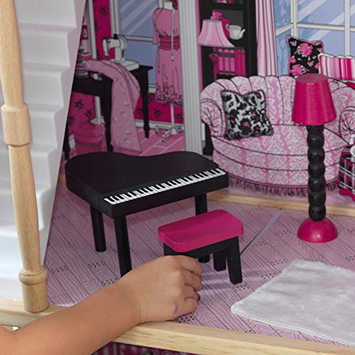 KidKraft 65093 Casa de muñecas de madera Amelia para muñecas de 30 cm con 15 accesorios incluidos y 3 niveles de juego