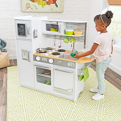 KidKraft- Cocina de juguete de madera blanca para niños con teléfono incluido para juegos de dramatización Uptown , Color Blanco (53364)