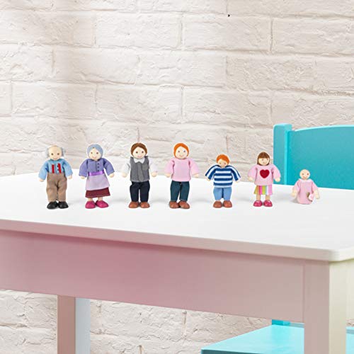 KidKraft- Familia de 7 muñecos de madera, figuras de aprox. 12 cm de alto (accesorios para casas de muñecas) (65202) , color/modelo surtido