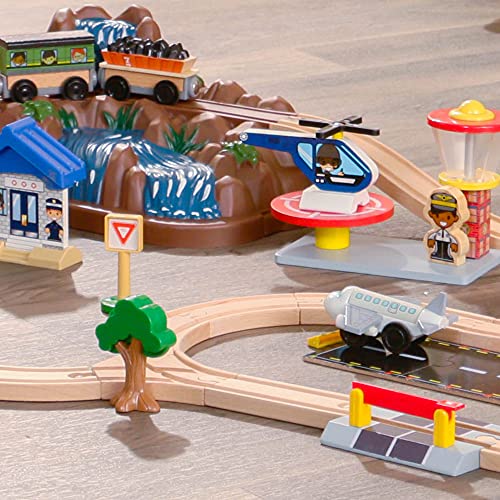 KidKraft- Juego de tren con vía de madera para niños, vía clásica con accesorios incluidos (61 piezas) Bucket Top Mountain Train (17826) , color/modelo surtido