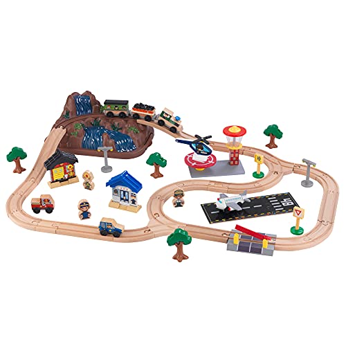 KidKraft- Juego de tren con vía de madera para niños, vía clásica con accesorios incluidos (61 piezas) Bucket Top Mountain Train (17826) , color/modelo surtido