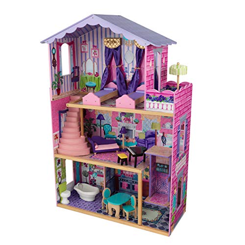 KidKraft-My Dream Mansion Casa de muñecas de madera con muebles y accesorios incluidos, 3 pisos, para muñecas de 30 cm , Color Multicolor (65082)