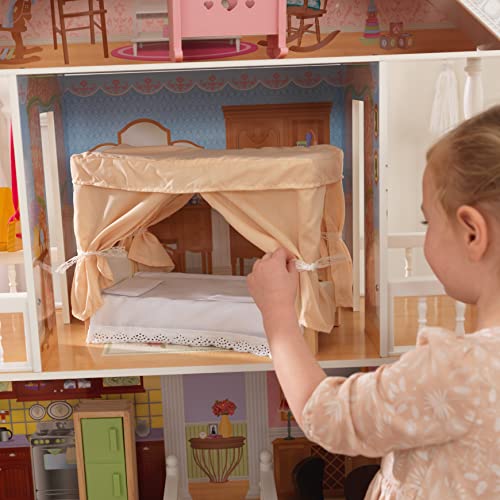 KidKraft- Savannah Casa de muñecas de madera con muebles y accesorios incluidos, 4 pisos, para muñecas de 30 cm , Color Blanco (65023)