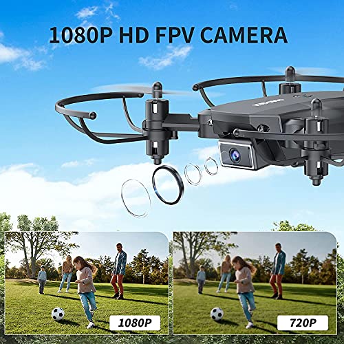 KIDOMO F02 Mini Drone Plegable con Cámara 1080P, RC Drones Helicopter Quadcopter para Niños Principiantes con Luces LED WiFi FPV Control Remoto, Modo sin Cabeza, Despegue y Aterrizaje con Una Tecla