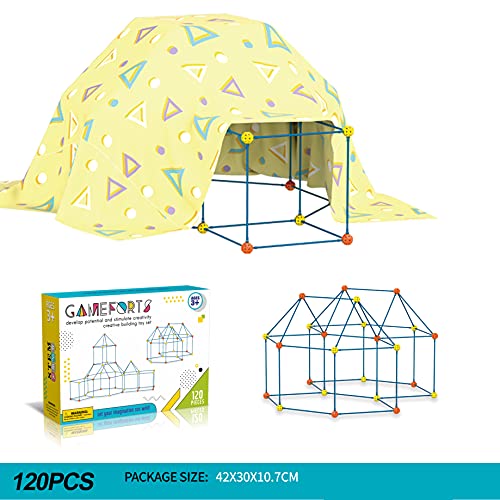 Kids Fort Building Kit Piezas-Creative Fort Toy para Niños Y Niñas De 3,4, 5,6,7 Años De Edad-Juguetes De Aprendizaje DIY Construcción De Castillos Túneles Tienda De Campaña Rocket Tower Interior