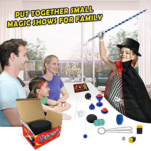 Kids Magic Kit - Beginners Kids Magic Tricks Set Included Magic Wand, Top Hat, Fancy Dress & Much More, Novelty Magic Props Toy Birthday Christmas Gift for Magician Boy Girl