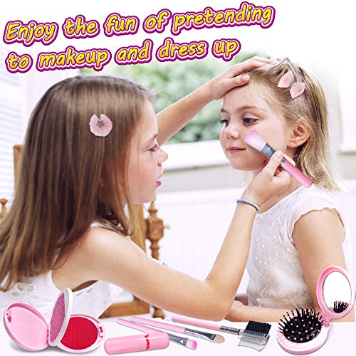 Kids Pretend Dress Up Makeup Set, Princess Role Play Kit Fake Makeup Jewelry Toys Accessories Sunglass Shoes Fashion Cosmetic Beauty Set for Girls Princess Birthday Halloween Christmas Costumes Party