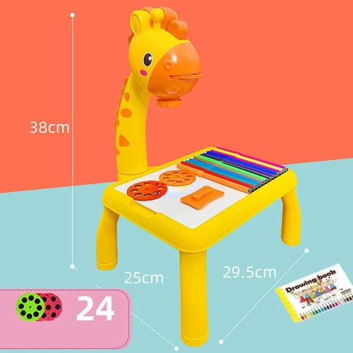 Kids Smart Projector Drawing Desk, Detachable Educational Toys Painting Table with Singing Function Easy-to-Use Study Table for Children, Smart Sketcher Projector