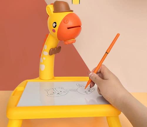 Kids Smart Projector Drawing Desk, Drawing Projector for Kids, Detachable Educational Toys Painting Table with Singing Function Study Table for Children