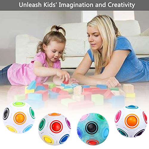 KidsPark 4 Pack Rainbow Magic Ball 3D Puzzle Ball Speed Cube Rubix Cube Toys