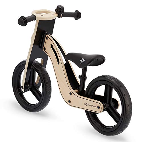 Kinderkraft Bicicleta sin Pedales UNIQ, Ligera, de Madera, 2+ Años, Negro