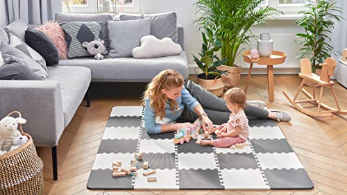 Kinderkraft Manta Juegos Bebé LUNO, Alfombra Puzzle de Espuma, para Niños, Miel