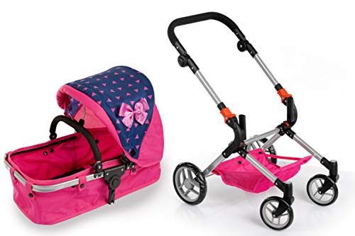 Kinderplay Carrito Bebe Juguetes, Carrito de muñecas, Gondola - con Bolso Cambiador, Convertible, Trendy Cochecito Muñeca, Plegable, Ajustable, 2en1 KP0250T