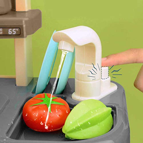 Kinderplay Cocina Juguete, Cocinitas de Juguetes, Cocina Infantil para Niños - Luces, Sonidos y Agua, Simulación de Vapor, 42 Accesorios incluidos, KP3303